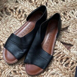 Sole Society Black Open-Toe Flats